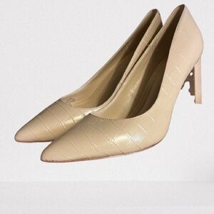 Marc Fisher Cream Croc-Embossed Heels